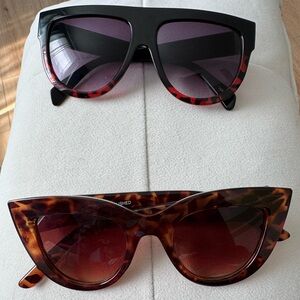 2 pair of Sunglasses: Tortoiseshell Cat Eye Sunglasses - Women Accessories